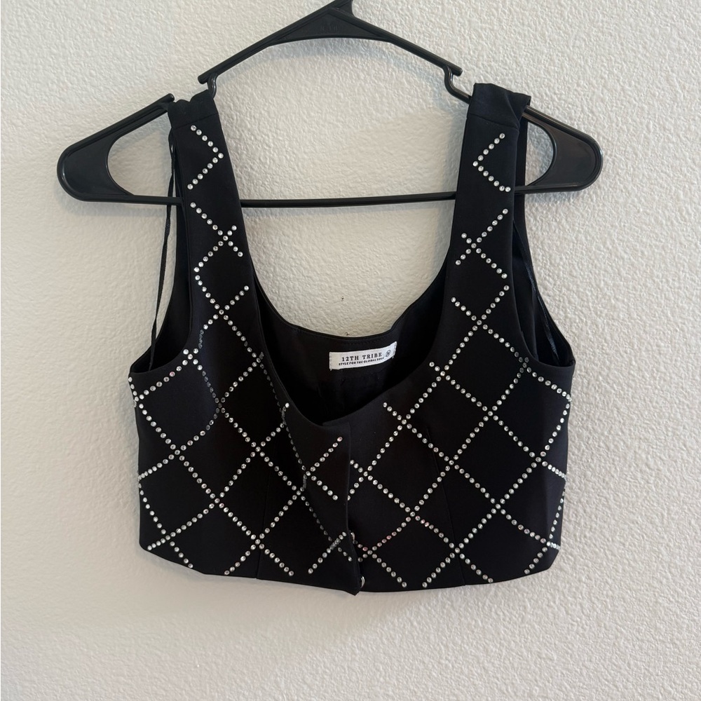 12th Tribe Black Studded Tank Top